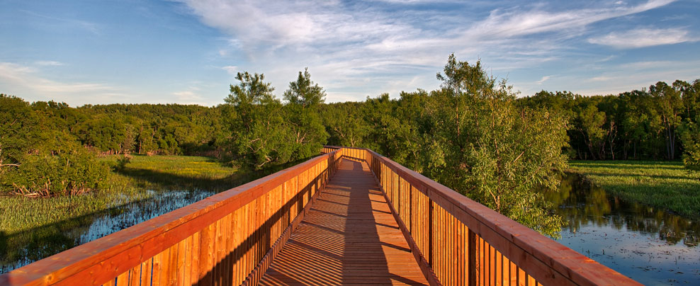 Passerelle au-dessus de la rivière en Nicolet-Yamaska.